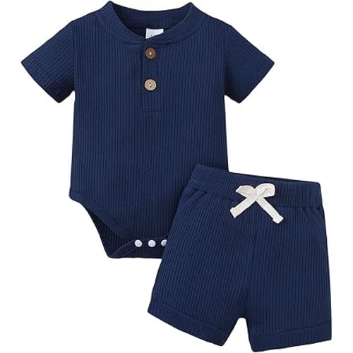 Jecson Newborn Boy Clothes Baby Boy Outfits Set Baby Boy Summer Clothes Soft Cotton Short Sleeve Top and Shorts for 0-18M