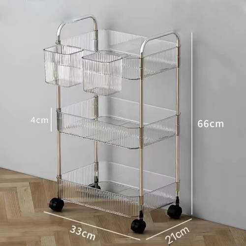 HOARBOEG 3-Tier Rolling Storage Cart with Wheels, Transparent Plastic Utility Cart for Kitchen, Bathroom, Office - Mobile Organizer with 360° Swivel Casters, Space-Saving Multi-Level Shelf