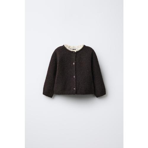 2-IN-1 LACE KNIT CARDIGAN WITH WOOL - Brown | ZARA United States