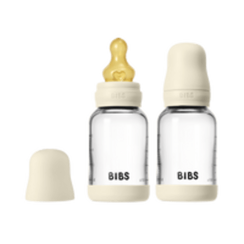 BIBS Glass Baby Bottle 4oz Latex 2-Pack Ivory | Slow Flow – Bibsworld store US