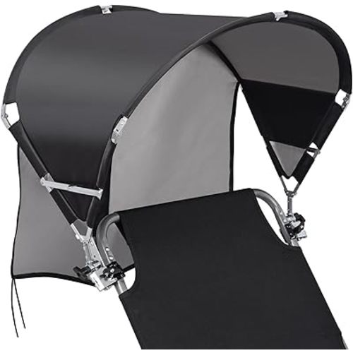 Universal Chair Umbrella Canopy, UPF 50+ Chair Sun Shade Attachment with Adjustable Clamp Fits Most Brands’ Beach, Camping, Lawn, Wheelchair, Tanning, Zero Gravity, Lounge, Fishing Chairs, Patented