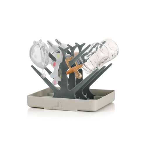haakaa Baby Bottle Drying Rack, Space Saving Bottle Drying Tree for Bottles/Pump Parts/Pacifiers and Other Baby Essentials, Easy-Store Dryer Rack Great for Home & Travel, BPA Free (Slate Grey)