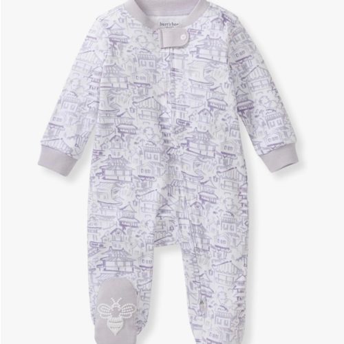 Burt's Bees Baby Girls Sleep and Play Pajamas, 100% Organic Cotton, One-piece PJs, Diagonal Zip Up Loose Fit Footies