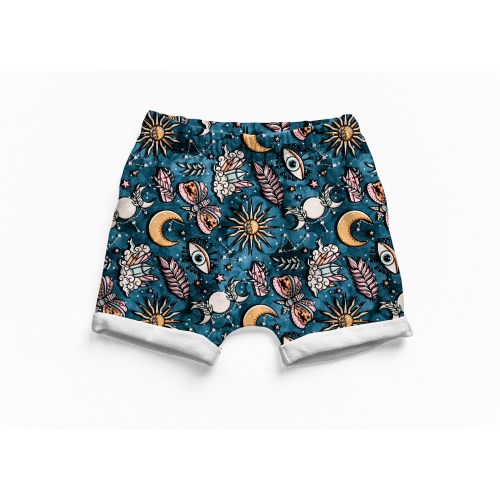 Celestial summer shorts, kids summer outfit, rolled shorts, baby boy clothes, girl shorts, toddler shorts, baby gift, gender neutral baby