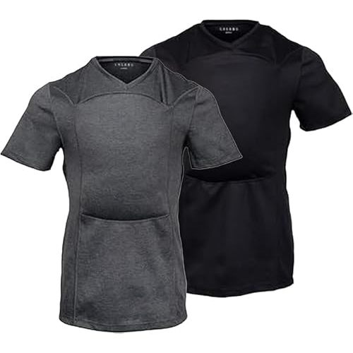 Lalabu The Dad Shirt 2-Pack | Black & Grey - Medium | Hands-Free Baby Carrier for Dad with Kangaroo Pouch | Engineered for Bonding, Safety, & Comfort for Newborns Up to 15 Lbs. | CPSC Approved