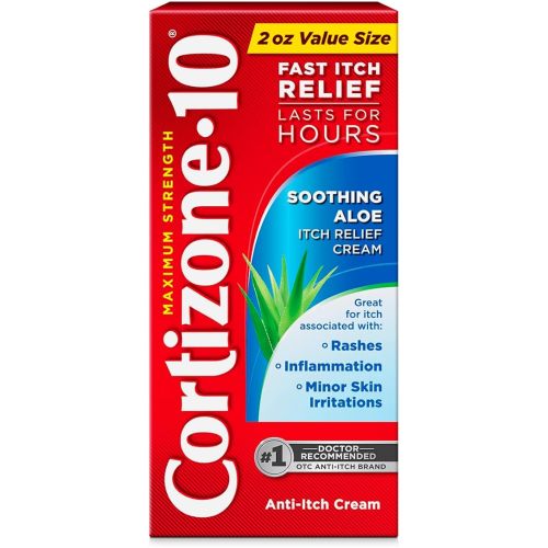 Cortizone-10 Maximum Strength Soothing Aloe Itch Relief Cream, 1% Hydrocortisone, Fast-Acting, Anti-Itch Cream for Bug Bites, Rash, Eczema, Psoriasis, Poison Ivy, Oak, Sumac & More, 2 oz