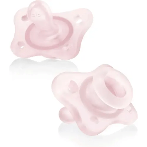 Chicco PhysioForma Mini Orthodontic Pacifier, 0-2m | 100% Silicone | Supports Breathing & Oral Development | One-Piece Design | Extra Small & Light | Includes Sterilizing Case | BPA Free | Pink, 2pk