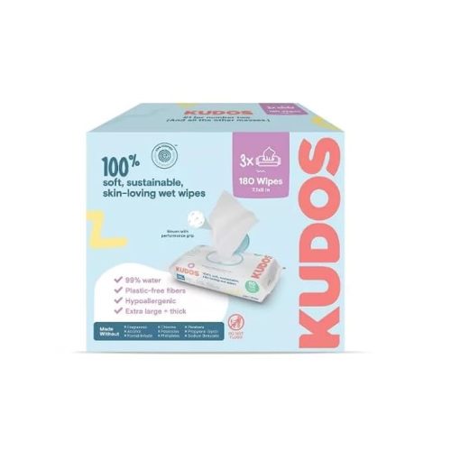 Kudos Skin-Loving Baby Wipes - Plastic-Free & Unscented - 180ct - (3 pack of 60)