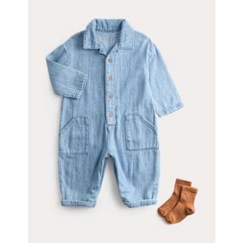 2 Piece Cotton Rich Boiler Suit with Socks (0-6 Yrs)