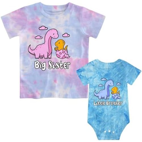 Funnycokid Big Sister Little Brother Matching Outfits Toddler Girl Shirt Newborn Boys Clothes