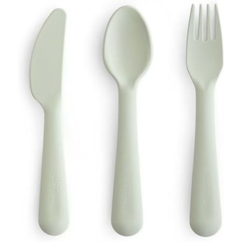 mushie Dinnerware Cutlery Set of 3 For Kids | Made in Denmark (Sage)