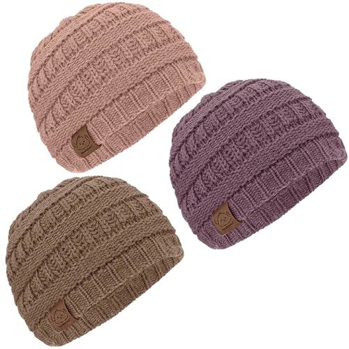 KeaBabies 3-Pack Baby Beanies for Boys, Girls - Soft, Cute Baby Winter Hats 6-36 Months, Stretchy Knit, Warm Toddler Winter Hat, Newborn, Infant, Toddler Beanie for Babies Girl, Boy (Wine, M)