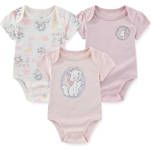 Disney The Aristocats Marie the Cat Baby Girls 3 Pack Bodysuit for Newborn and Infant