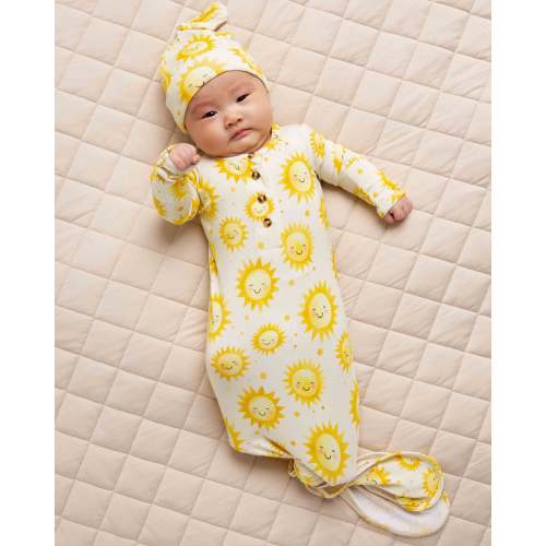 Little Sunshine Knotted Gown & Beanie Set