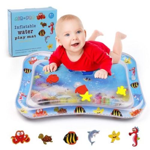 LotFancy Tummy Time Water Mat with Gift Box for Infants Toddlers Baby 3 Months+, 26x20 in