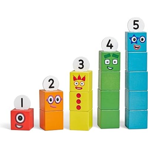 hand2mind Numberblocks One to Five Wooden Blocks, Wood Building Blocks for Toddlers 2-4 Years, Stacking Toys, Montessori Math Materials, Color Sorting Daycare Toys, Preschool Learning Activities