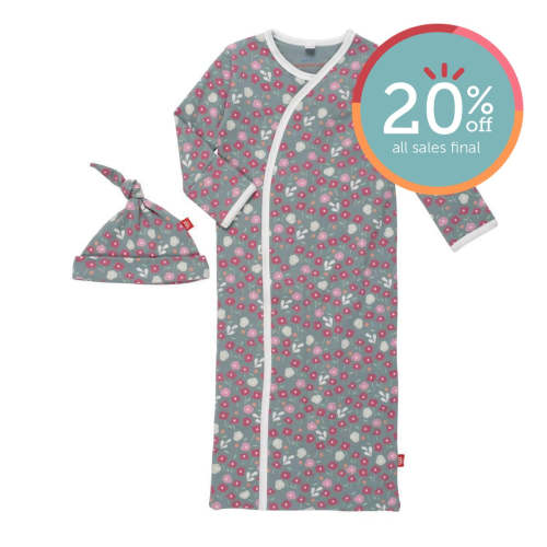 wren organic cotton magnetic cozy sleeper gown + hat set