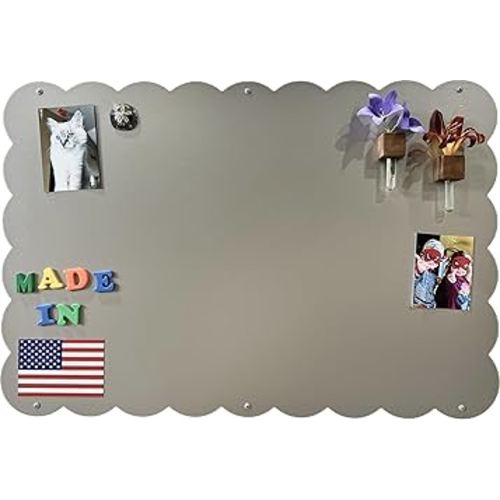 Magnet Board for Wall – Large Scalloped 23.5 x 34.5 inch Frameless Steel Magnetic Board | Magnetic Wall Board for Magnets | Metal Magnetic Board Display | Magnetic Bulletin Board | Made in USA