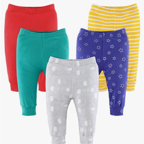 The Peanutshell Baby Pants for Boys and Girls, Newborn to 24 Months, Unisex 5 Pack, Elephant Brights
