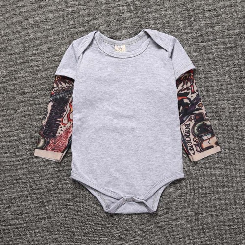 Baby Tattoo Patchwork Sleeve Romper