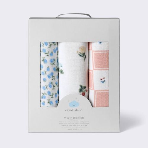 Muslin Swaddle Baby Blanket - Traditional Floral - 3pk - Cloud Island™