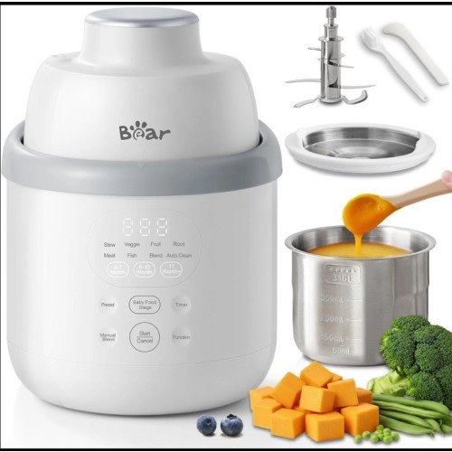 Bear NutriEase AllStage Stainless Steel Baby Food Maker Steamer and Blender NEW