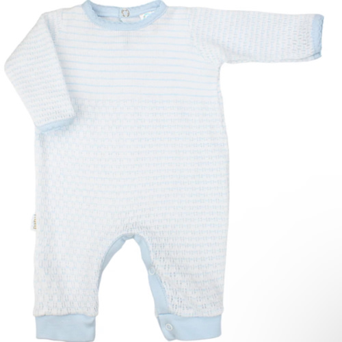 Pinstripe Romper with Pima Trim