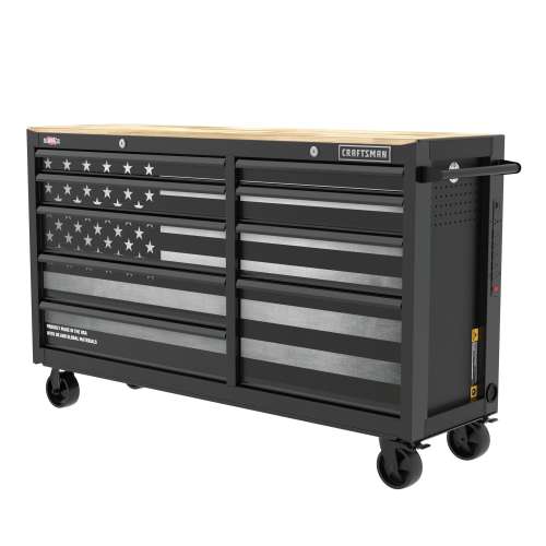 CRAFTSMAN 62.5-in W x 37.5-in H Rolling Black/Grey Wood Work Bench
