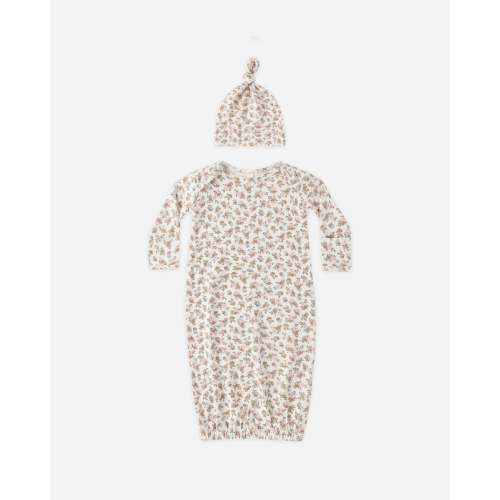 Bamboo Baby Gown + Hat Set Wildflower