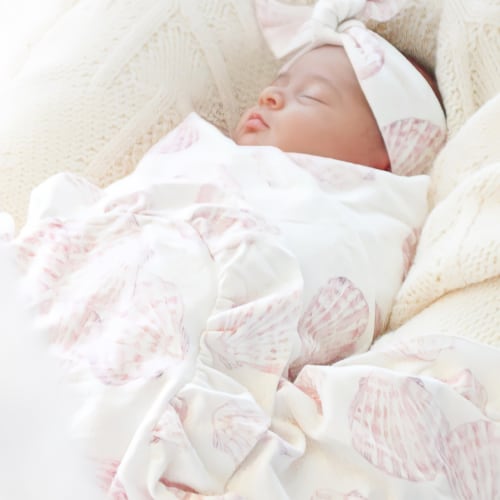 Jersey Swaddle & Top Knot | Sea Shells