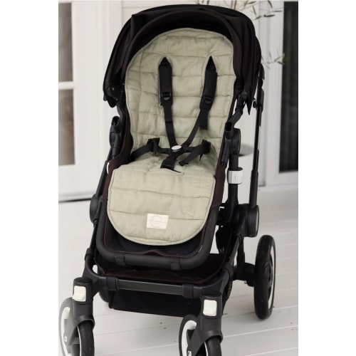 Soft Sage Pin Sriped Linen Pram Liner | Soft & Safe Linen – Linen Label