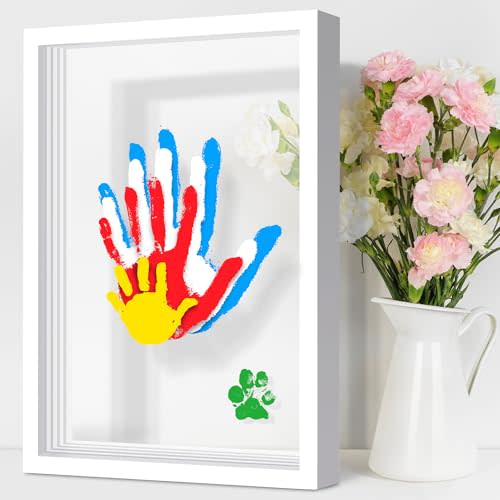 Yingsu Family Handprint Kit, DIY Craft Keepsake Wooden Frame, Personalized Hand Print Ornament, Family Gifts for New Parents, Grandma and Grandpa, Mother's Day Father's Day, 6 Safe & Non-Toxic Paint