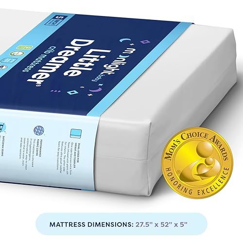 Moonlight Slumber Little Dreamer Crib Mattress – Dual-Sided Baby and Toddler Mattress, Firm Infant Support, Waterproof and Hypoallergenic, 5" Foam, Standard Size, Made in USA