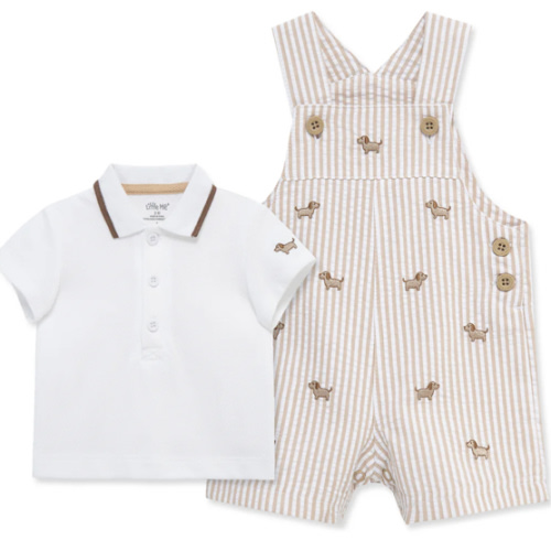 Puppies Woven Shortall Set (3M-12M)