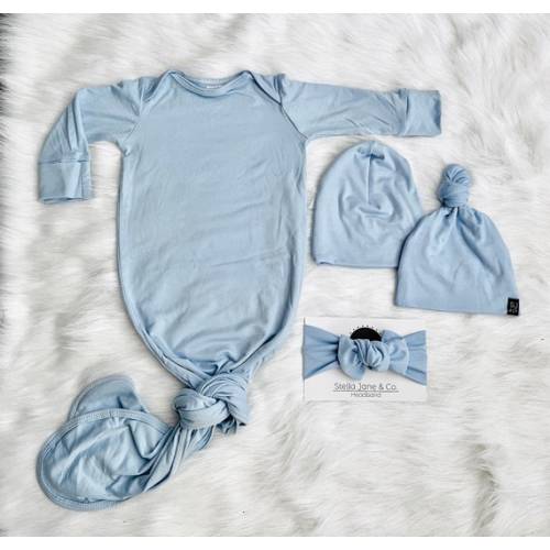Baby Knotted Gown james Powder Blue Gender Neutral Gown - Etsy