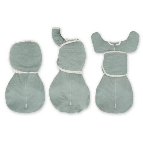 SwaddleDesigns Baby Omni Swaddle Sack with Wrap, Arms Up Elbow Sleeve with Mitten Cuffs - Heathered Jadeite - 0-3m