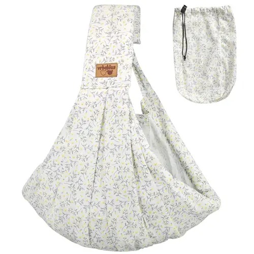 Baby Sling Carrier Newborn, Adjustable Easy Wearing Baby Nursing Warp Sling, New Mom Dad Soft Cotton Baby Front Holder Carrier for Infant Toddler Life Travel Essential Gifts (Yellow Flower)