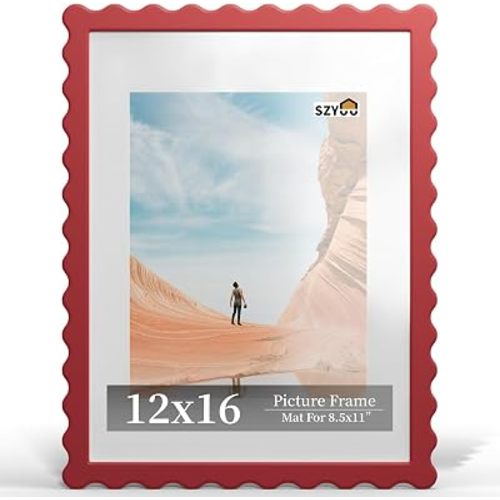 12x16 Wavy Picture Frame with Real Glass, Wall Mount
