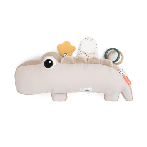 Done by Deer Croco Sand Tummy Time Activity Toy - Sensory Stimulation, Teether, Rings, Tactile Textures, Mirror, Crinkle Sounds, Jittering Crocodile Tummy