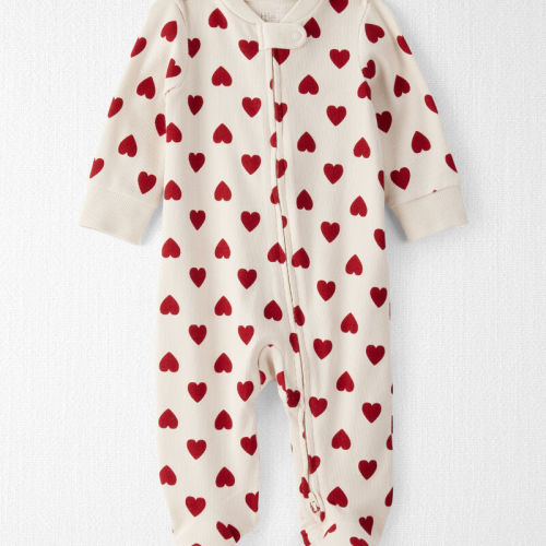 Cream Baby Organic Cotton Sleep & Play Pyjamas in Forever Hearts Print | Carter’s Oshkosh Canada