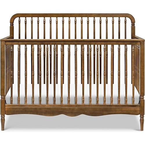 Namesake Liberty 4-in-1 Convertible Spindle Crib, Converts from Full-Size Crib to a Toddler Bed, Daybed, and Full-Size Bed, Easy to Assemble, Greenguard Gold Certified (Natural Walnut)
