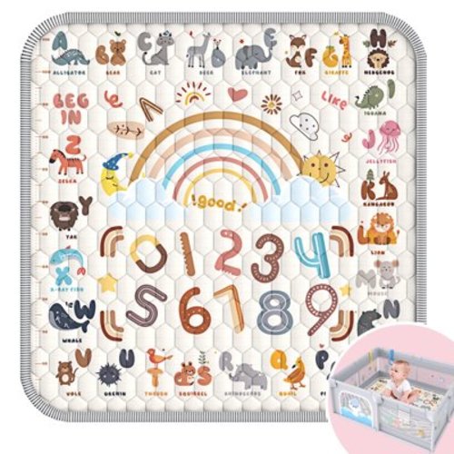 Wonderstone Baby Play Mat for the Floor, 50" x 50" Tummy Time Mat, Playpen Mat for Babies, Toddlers, Infants 0-6 Months