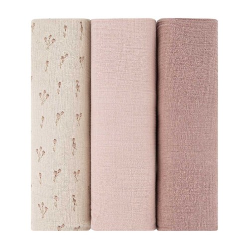 Ely's & Co. Cotton Muslin Swaddle Blanket - 3 Pack - 42"x42"