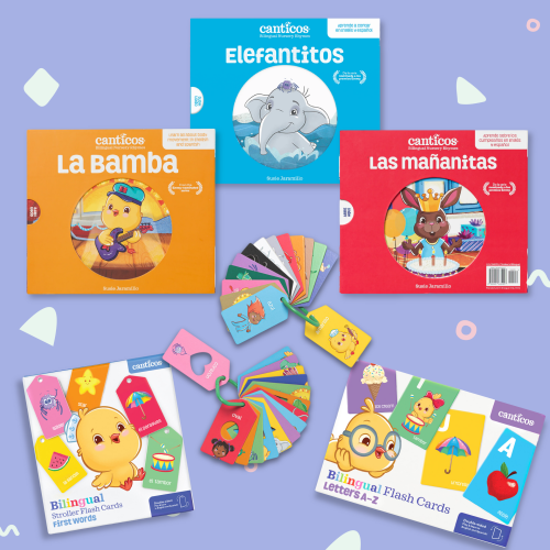El Paquetito para Bebés Bilingües: Nursery Rhyme Books, Stroller Cards & Flash Cards.