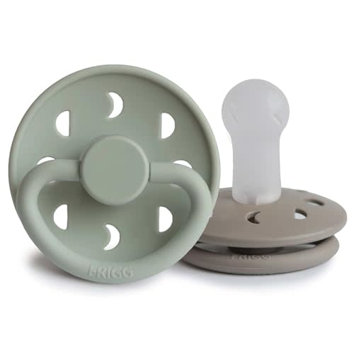 FRIGG Moon SilkySoft Silicone Baby Pacifier | Made in Denmark | BPA-Free (Sage/Portobello, 6-18 Months)