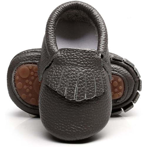 Leather Baby Moccasins Hard Soled Tassel Crib Toddler Shoes for Boys and Girls