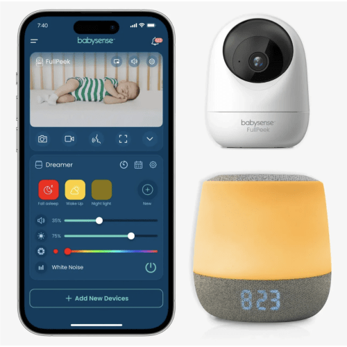 Babysense Travel Comfort Bundle: FullPeek 3MP HD WiFi Baby Monitor + D