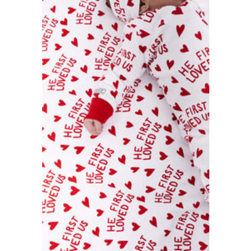 He First Loved Us Red PJ Footed Onesie Cotton – Holy Pals