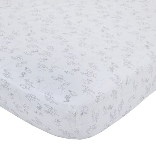 Classic A Day With Pooh Fitted Crib Sheet in Grey by Disney Baby