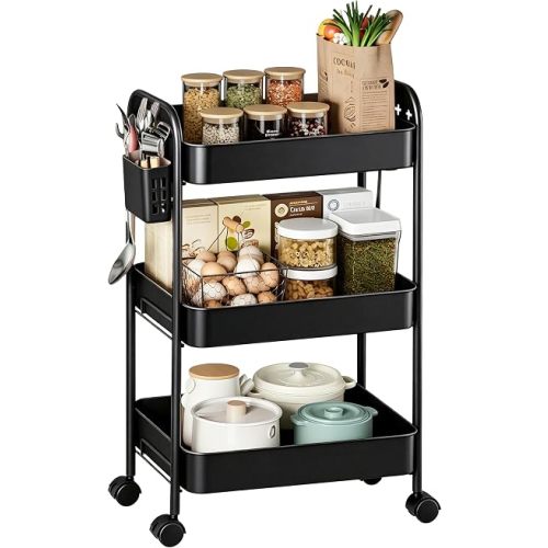 Heavy-Duty Rolling Cart 3 Tier Metal Utility Storage Cart